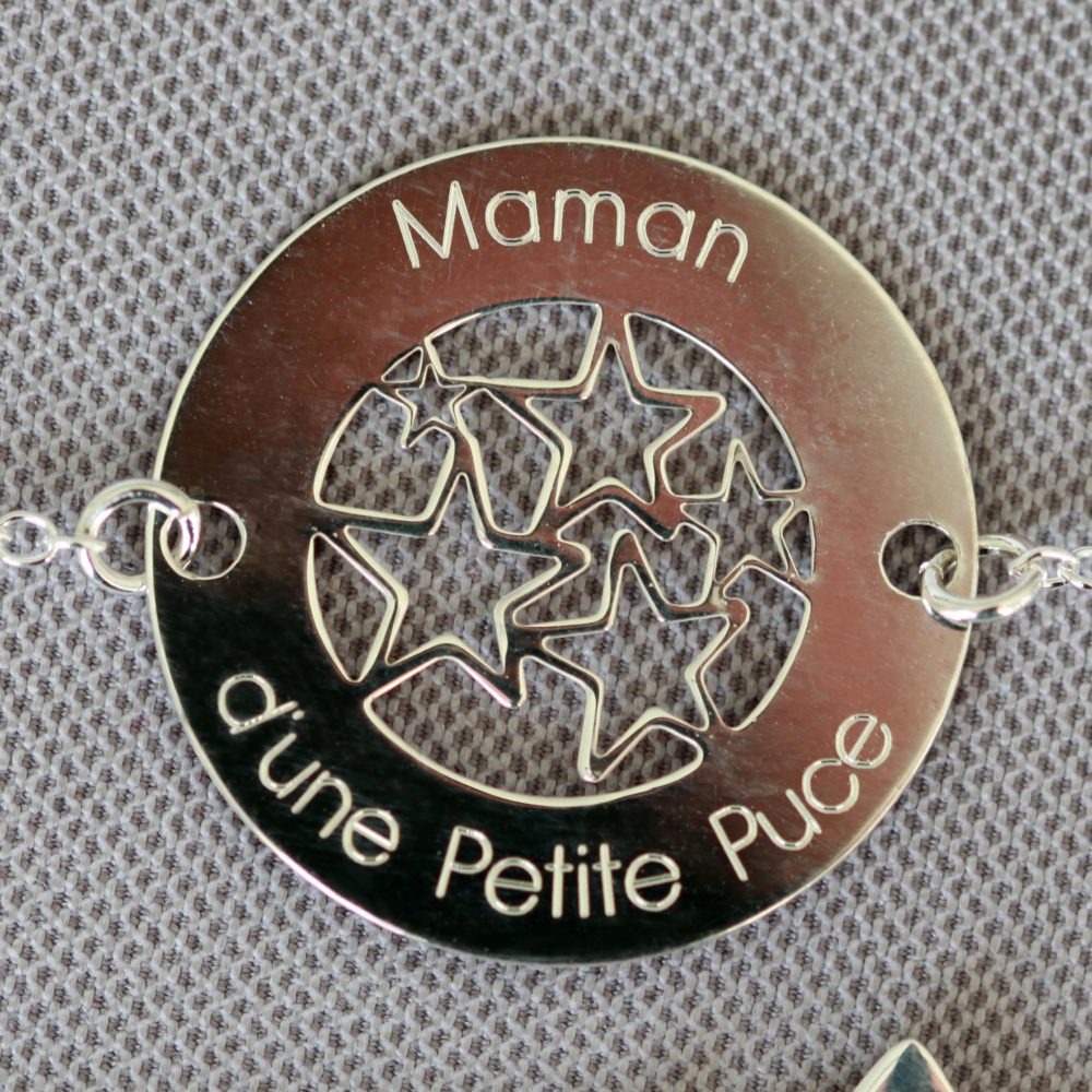 bracelet argent 925 maman d'une petite puce