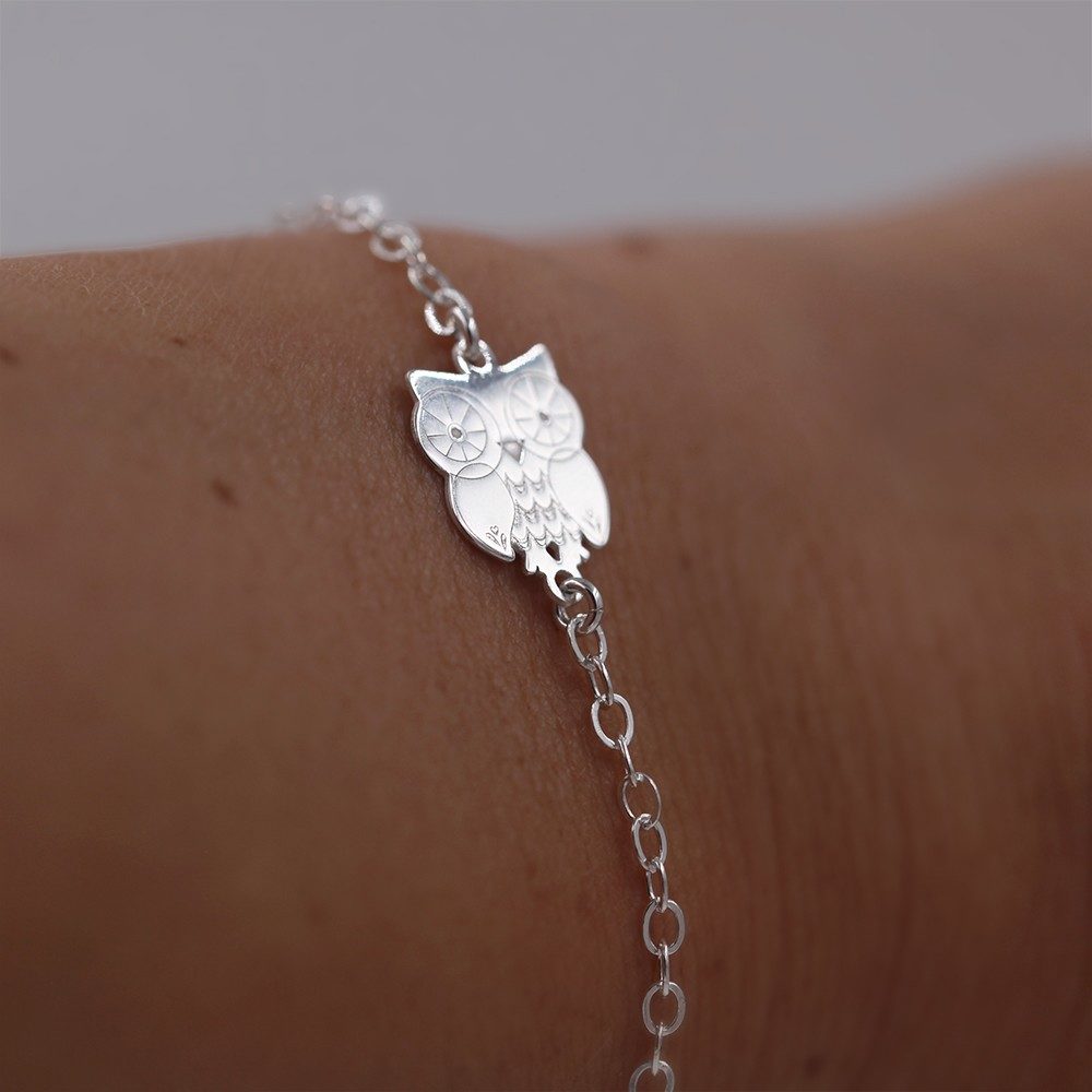 bracelet chouette - argent 925 - bijou femme