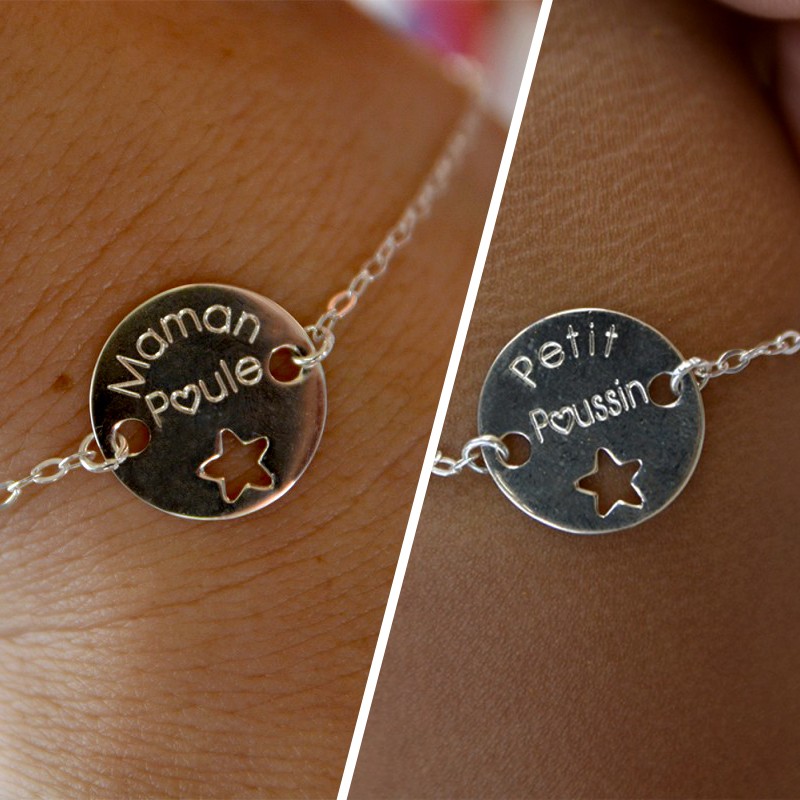 Duo De Bracelets Maman Bebe A Personnaliser Argent 925 Same Bijoux