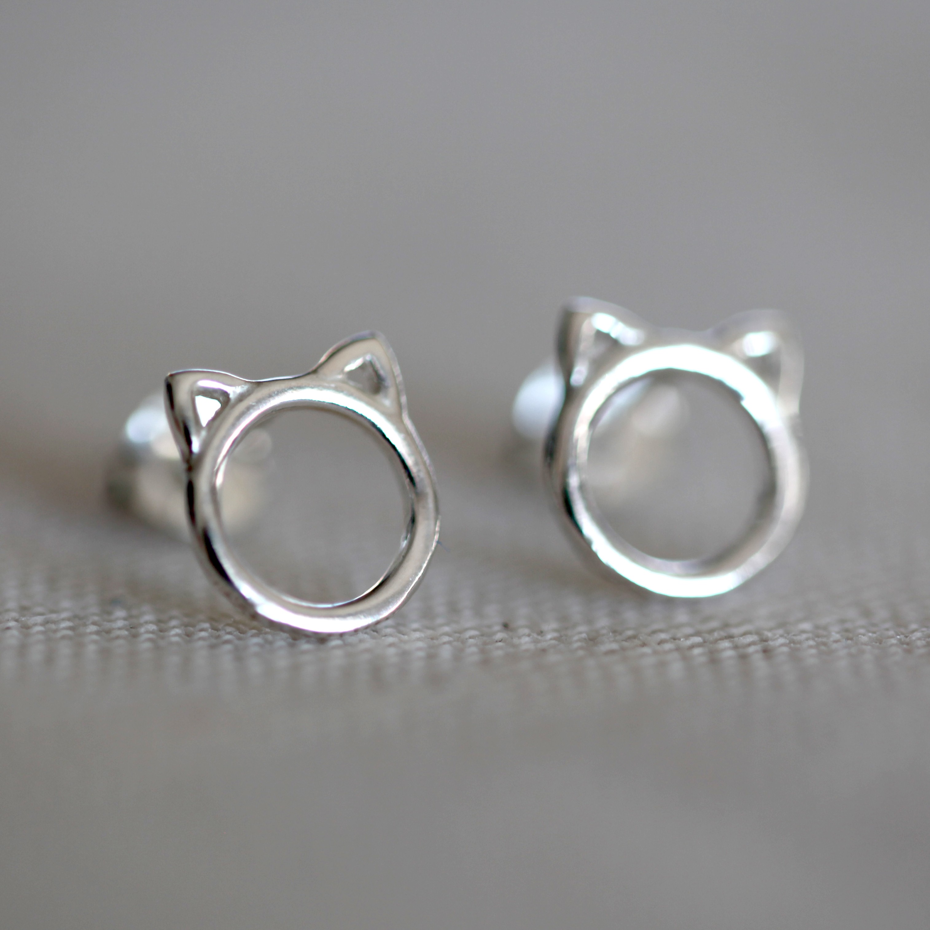 Boucles D Oreilles Chat Argent 925 Same Bijoux