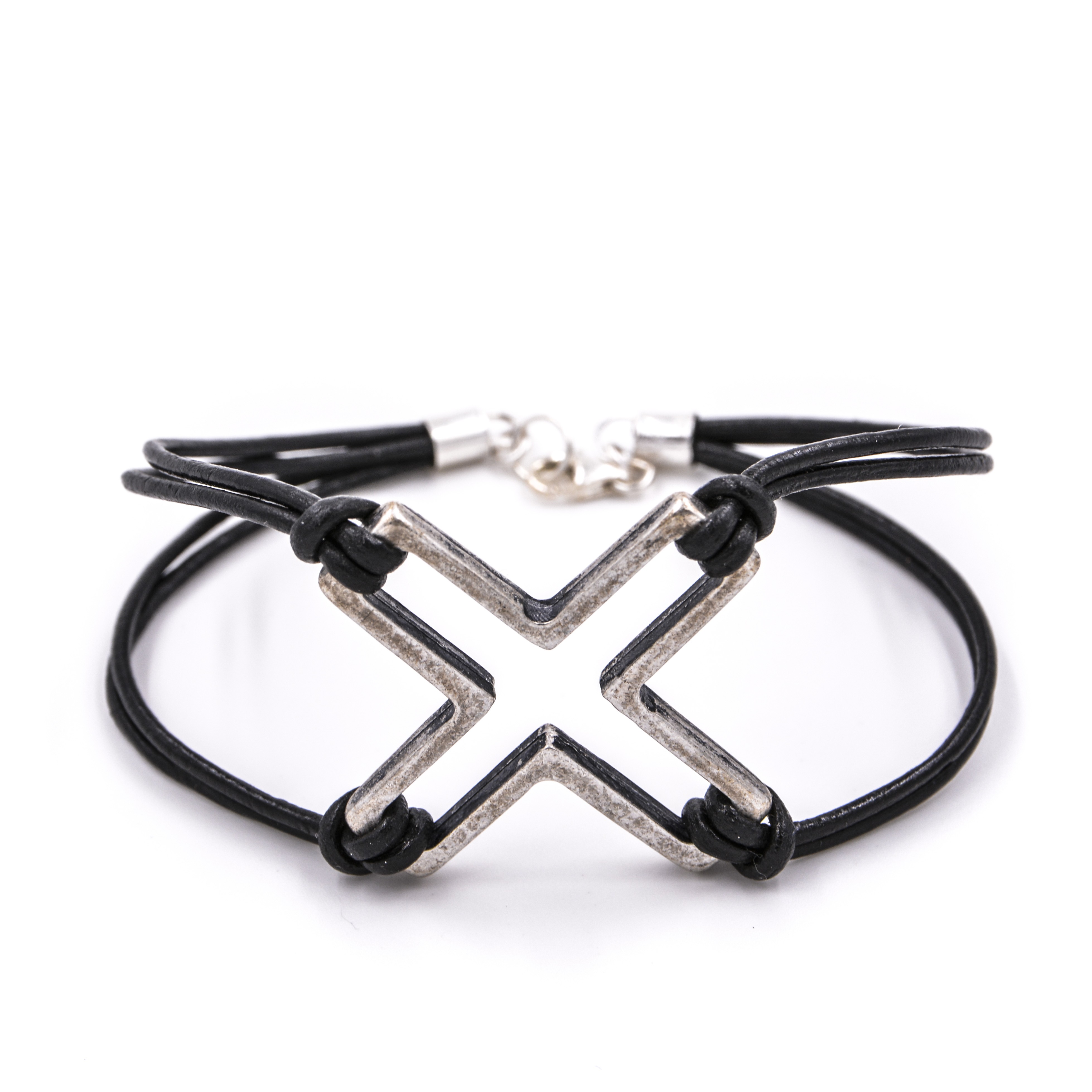 Bracelet Homme GAVU - Croix En Acier Inoxydable Avec Perles Hématite/Onyx | Longueur Ajustable 19+3cm