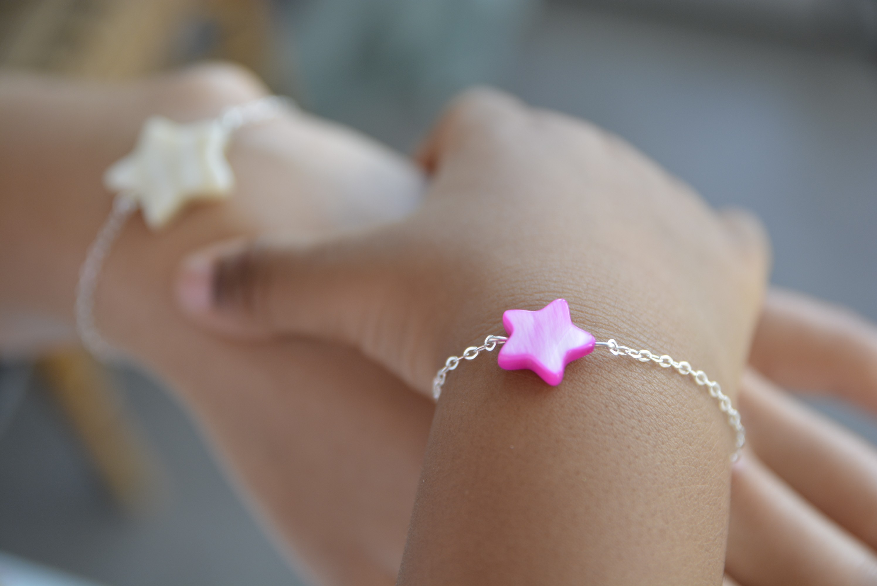 bracelet bebe fille - nacre rose - argent 925