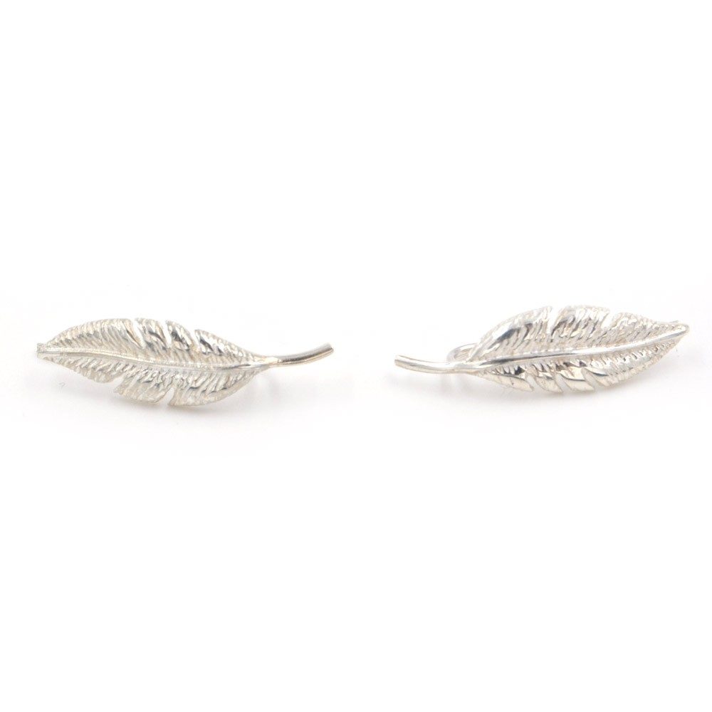 Boucles d'oreilles grimpantes plume - argent 925