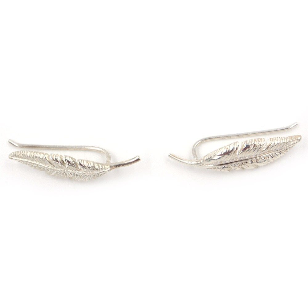 Boucles d'oreilles grimpantes plume - argent 925