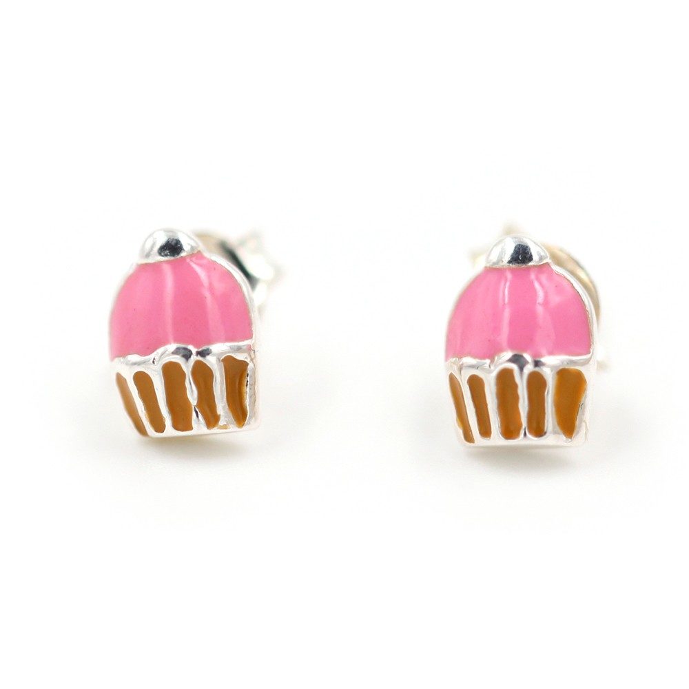 Boucles d'oreilles fille - cup cake - ARGENT 925