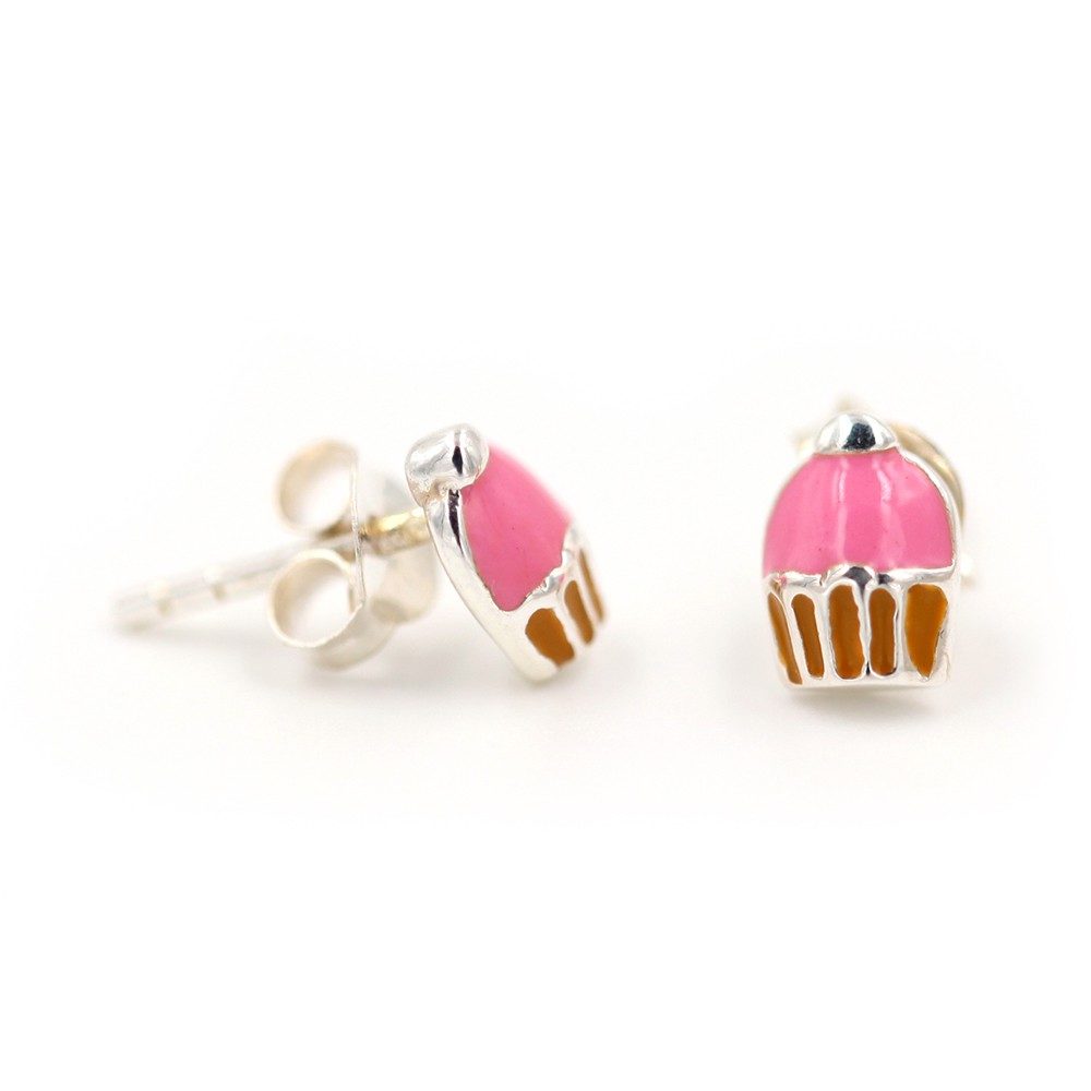 Boucles d'oreilles fille - cup cake - ARGENT 925