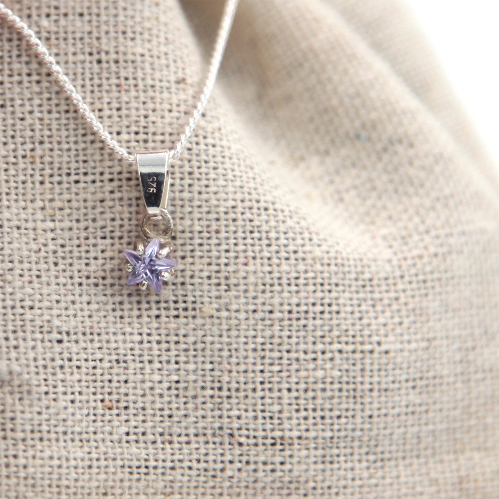 collier - etoile - violet - argent 925