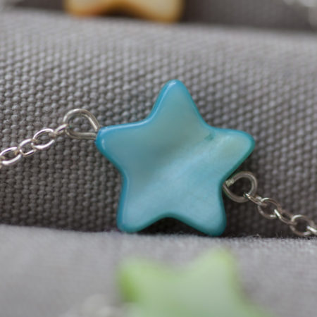 Bracelet étoile nacre bleue - pour bébé et enfant-argent 925
