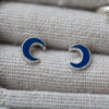 Boucles d'oreilles puce - fille - lune bleue - argent 925