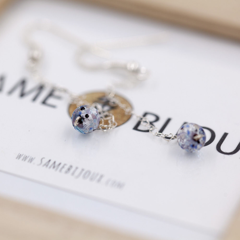 Boucles d’oreilles – Murano bleue – ARGENT 925