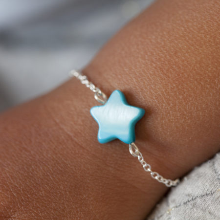 Bracelet étoile nacre bleue – pour bébé et enfant-argent 925 Bracelet étoile nacre bleue – pour bébé et enfant-argent 925
