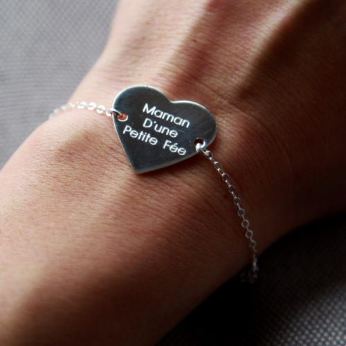 Duo de Bracelets pour femme gravé "Maman d'une Petite Fée" et pour son bébé "Petite Fée" - bracelet argent 925 - taille ajustable évolutive - idéal pour un cadeau de naissance, baptême ou anniversaire - bijou de créatrice de la marque Same Bijoux Gravure personnalisable