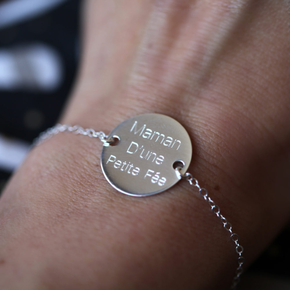 Bracelet pour femme gravé "Maman d'une Petite Fée"- bracelet argent 925 - taille ajustable évolutive - idéal pour un cadeau de naissance, baptême ou anniversaire - bijou de créatrice de la marque Same Bijoux