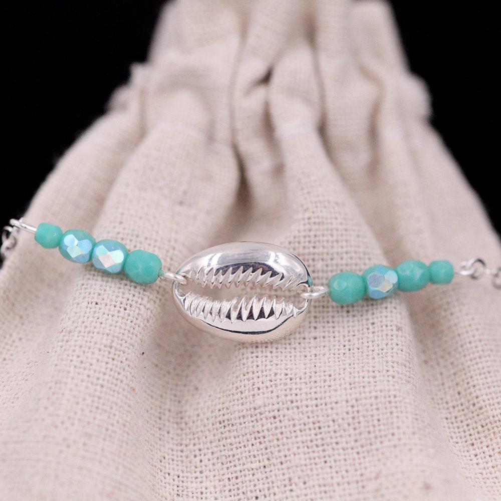 bracelet coquillage - bleu - argent 925