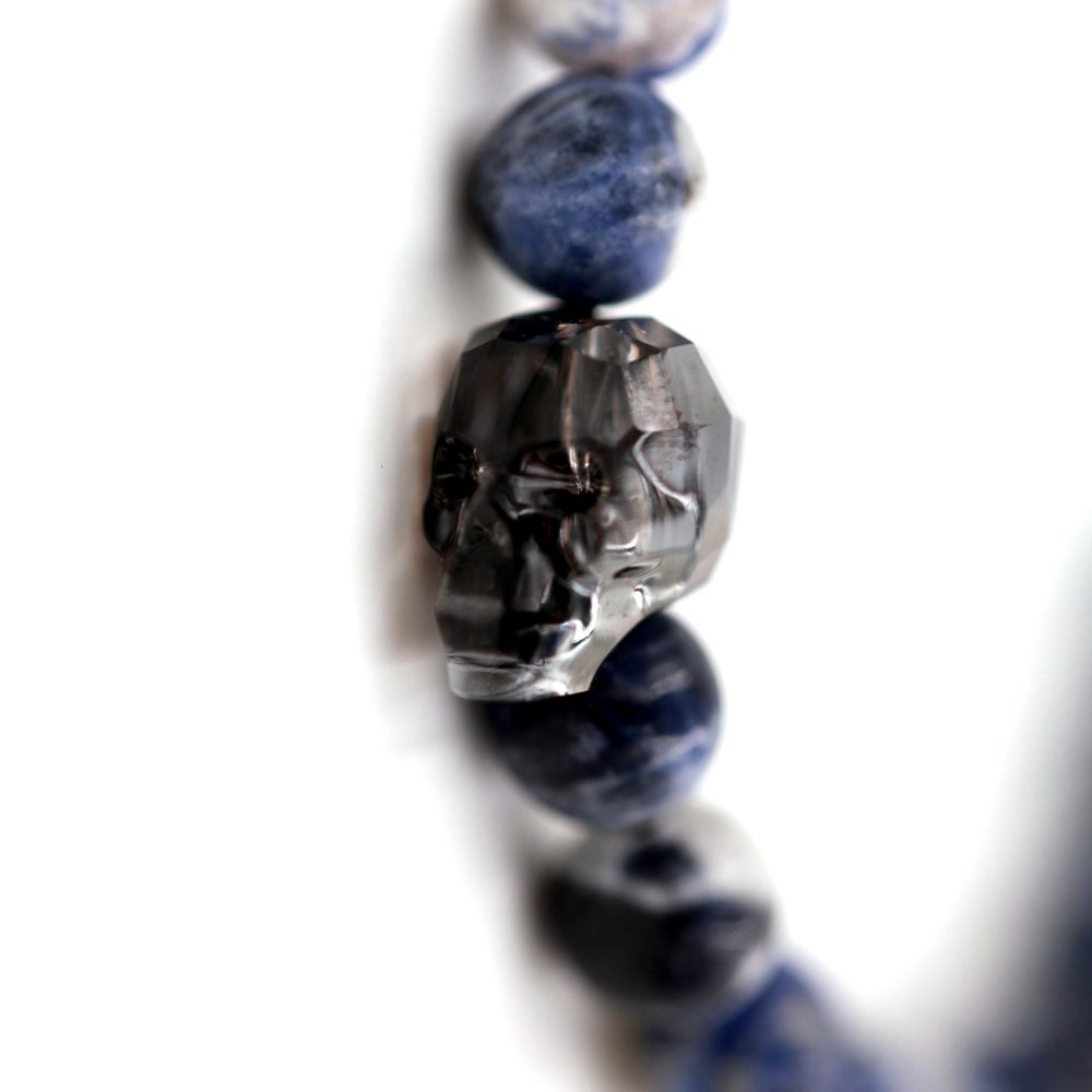 Bracelet homme – Tête de mort et Sodalite – ARGENT 925