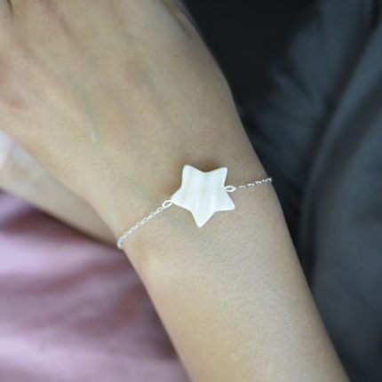 Bracelet MAMAN – Étoile nacre blanche – ARGENT 925