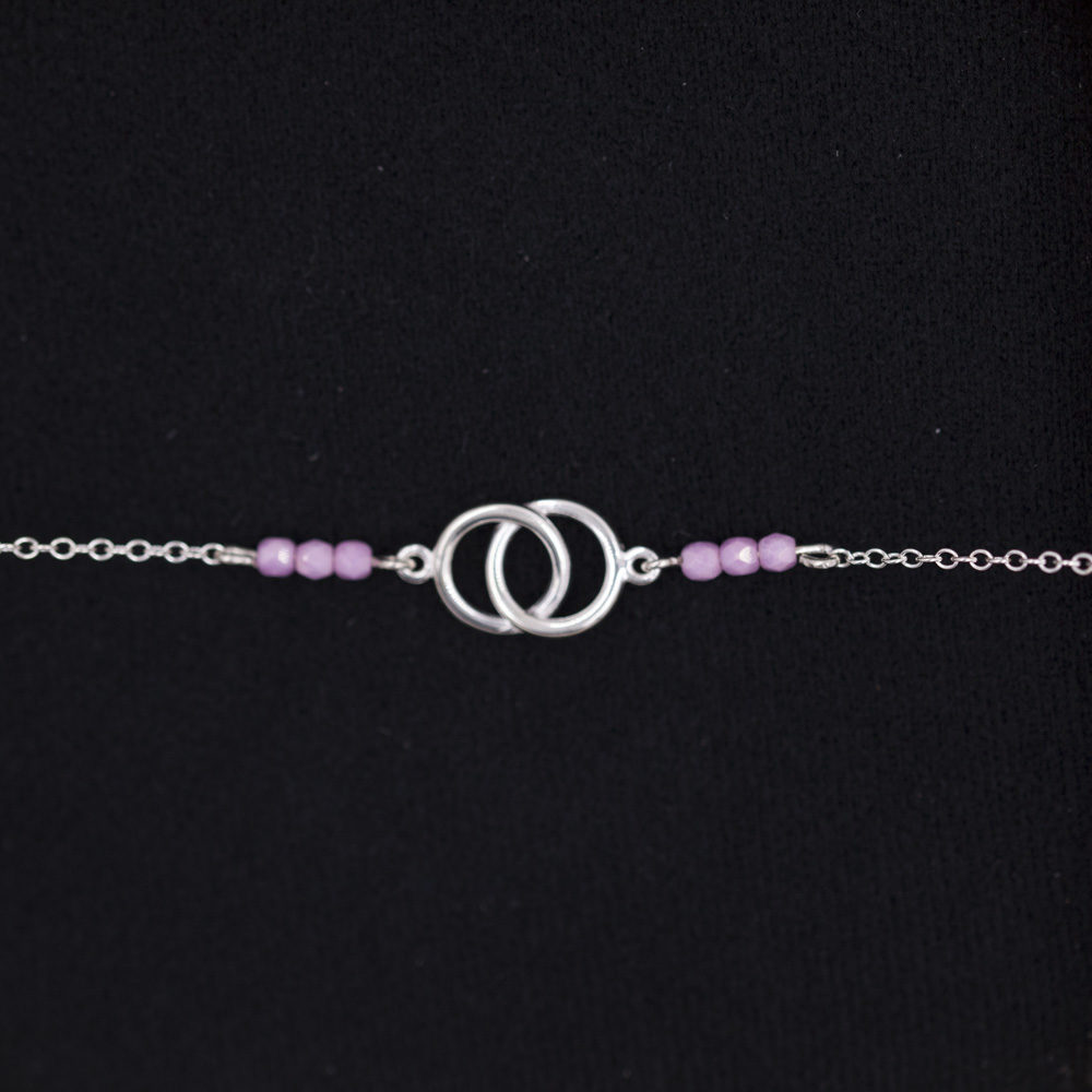 Bracelet entrelacé rose argent 925