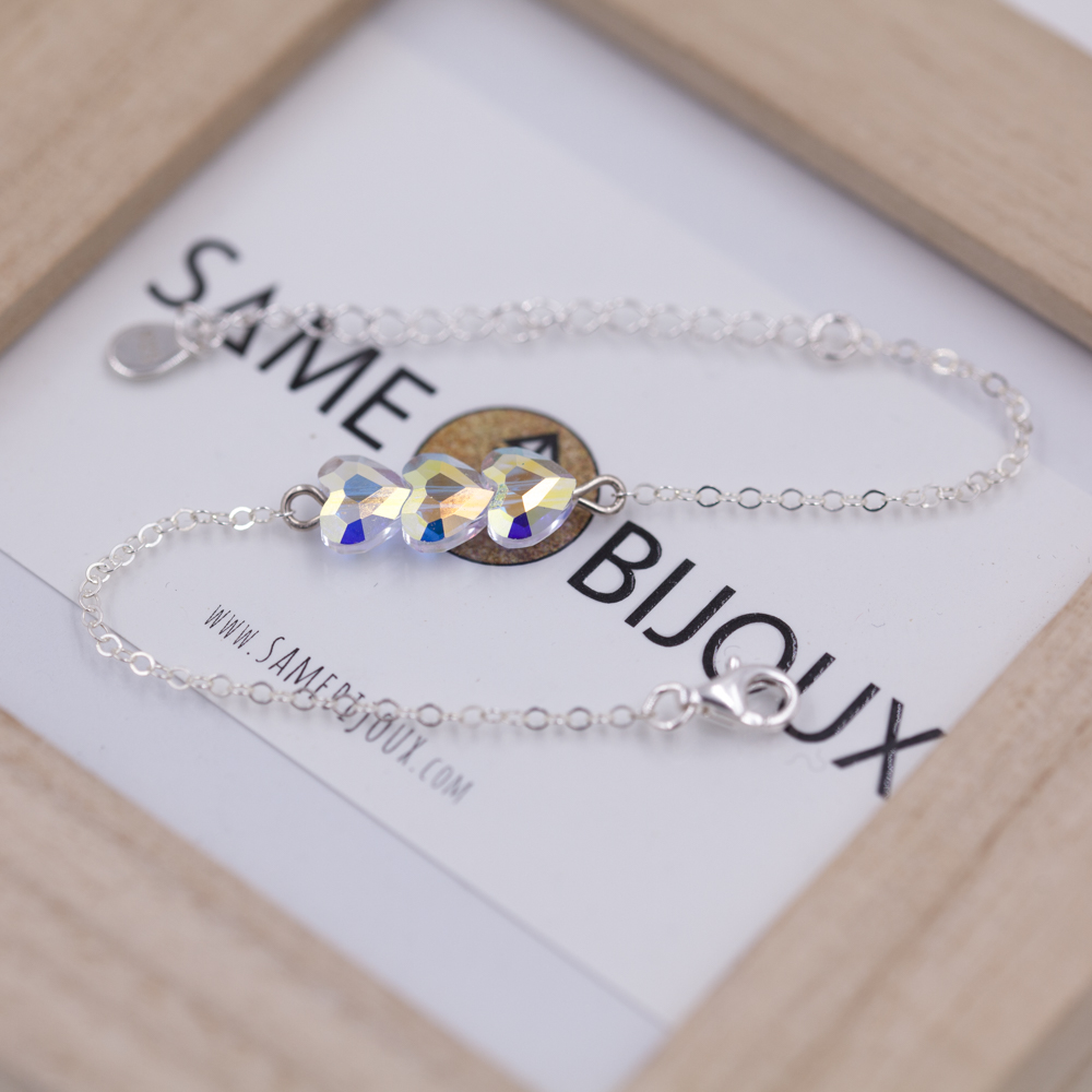 Bracelet femme - Cœurs Swarovski cristal - ARGENT 925
