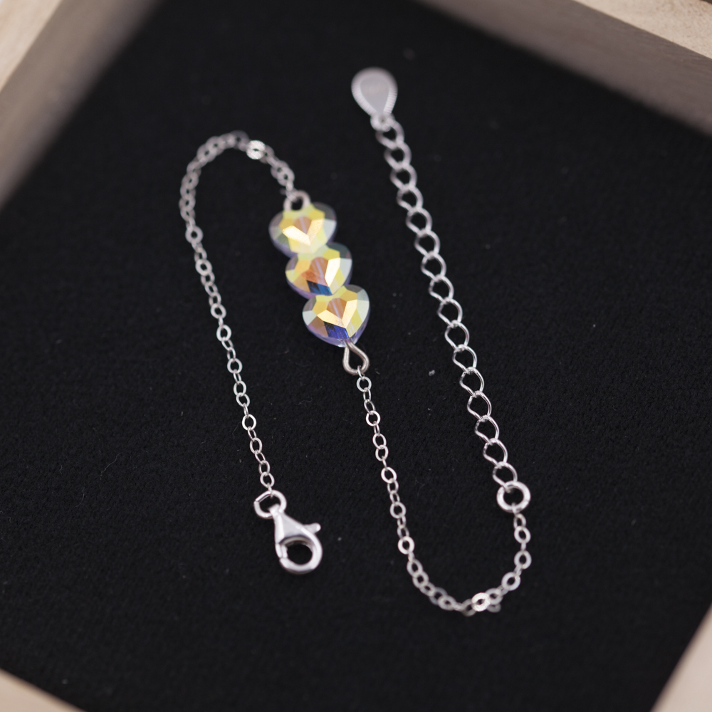 Bracelet femme – Cœurs Swarovski cristal – ARGENT 925
