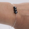 Bracelet Coeurs Swarovski noir - Argent 925 - ajustable