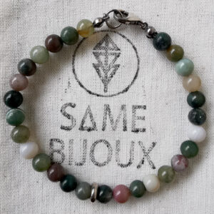 Bracelet homme - Donut et pierres agates indiennes - ARGENT 925