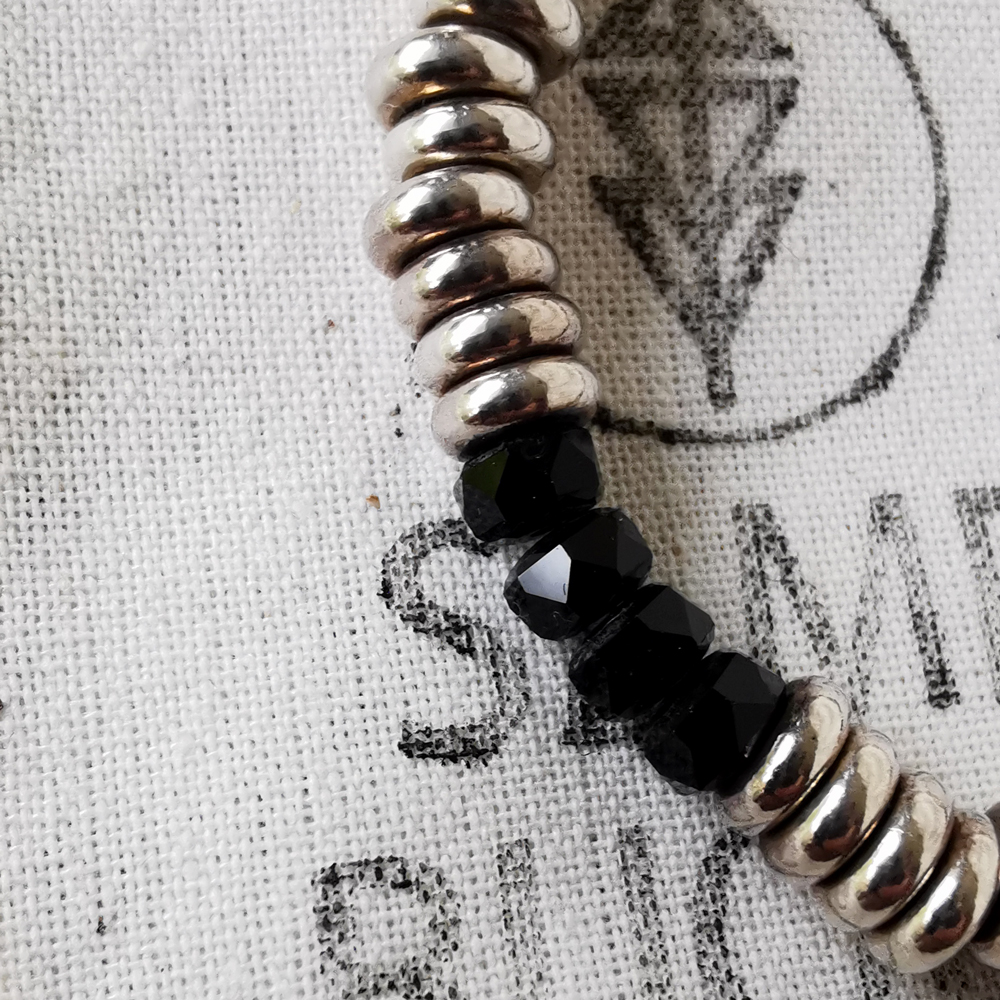 Bracelet homme - Donut et Swarovski noir - ARGENT 925