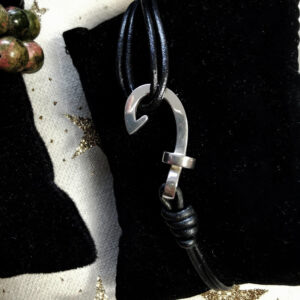 bracelet homme - hameçon et cordon cuir - argent 925