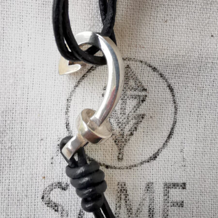 bracelet homme - hameçon et cordon cuir - argent 925