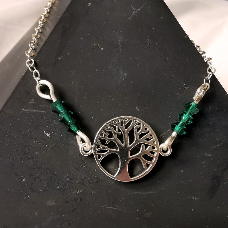 bracelet arbre argent femme vert
