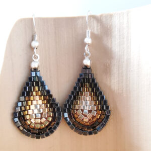 Boucles d'oreilles - Perles brick stitch - Goutte - ARGENT 925