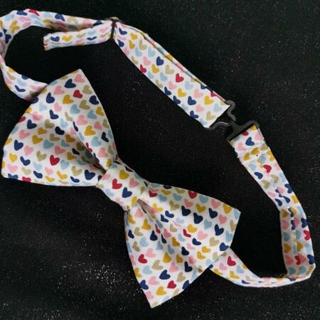 nœud papillon adulte – fait main – Cœurs multicolores