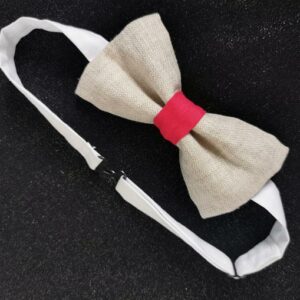 nœud papillon adulte - fait main - rose et lin - mariage