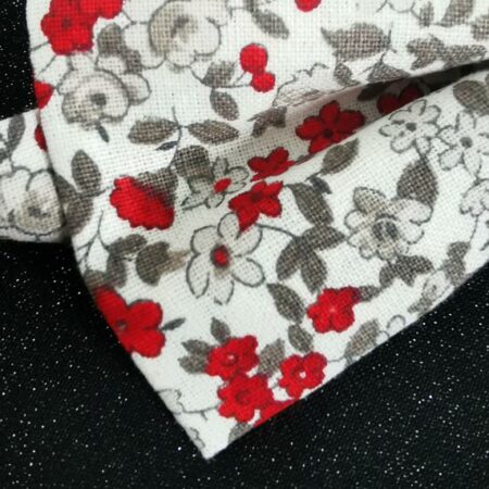 nœud papillon adulte - fait main - fleurs rouge gris