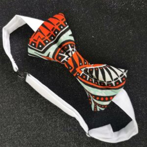 Nœud papillon adulte - wax orange et vert - taille ajustable