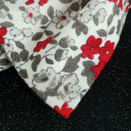 Nœud papillon adulte - fleurs rouges et grises - taille ajustable - mariage