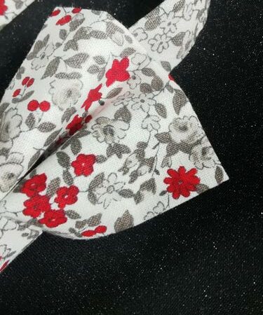 noeud papillon adulte - fait main - fleurs rouge gris