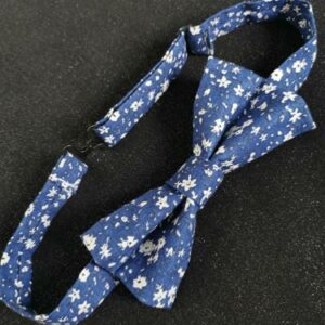 nœud papillon adulte - fait main - fleurs bleues marines