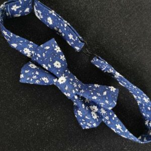 nœud papillon enfant - adolescent - fait main - fleurs bleues marines