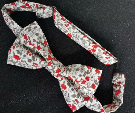 nœud papillon adulte – fait main – fleurs rouge gris nœud papillon adulte – fait main – fleurs rouge gris