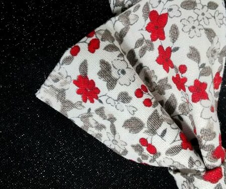 nœud papillon adulte - fait main - fleurs rouge gris