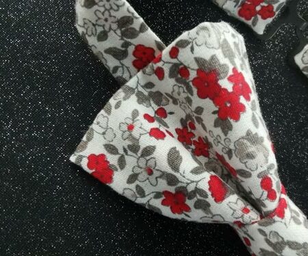 nœud papillon adulte - fait main - fleurs rouge gris