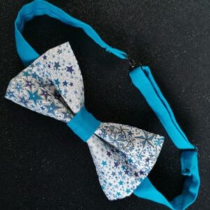 nœud papillon adulte - fait main - liberty étoiles bleues