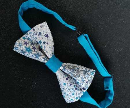 nœud papillon adulte – fait main – liberty étoiles bleues