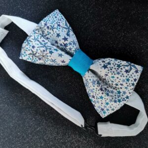 nœud papillon adulte - fait main - liberty étoiles bleues