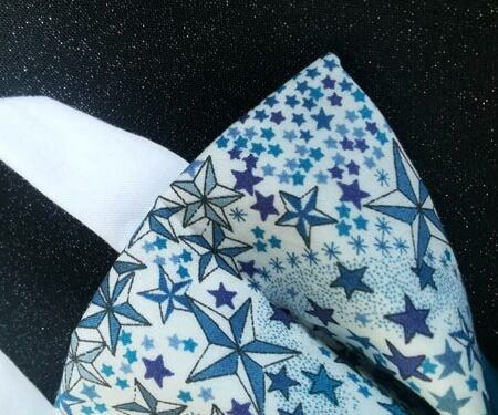 nœud papillon adulte - fait main - liberty étoiles bleues