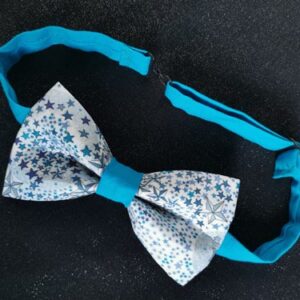 nœud papillon adulte - fait main - liberty étoiles bleues