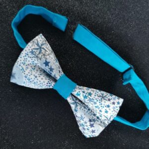 nœud papillon adulte - fait main - liberty étoiles bleues