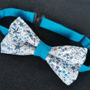 nœud papillon adulte - fait main - liberty étoiles bleues
