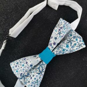 nœud papillon adulte - fait main - liberty étoiles bleues