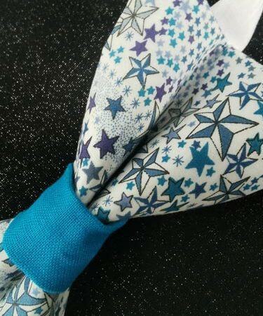 nœud papillon adulte - fait main - liberty étoiles bleues